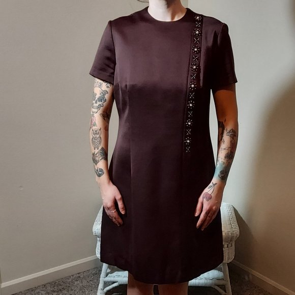 Vintage Uschi Modell Mod Shift Dress with Bead Embroidery Size 46 - Picture 1 of 7